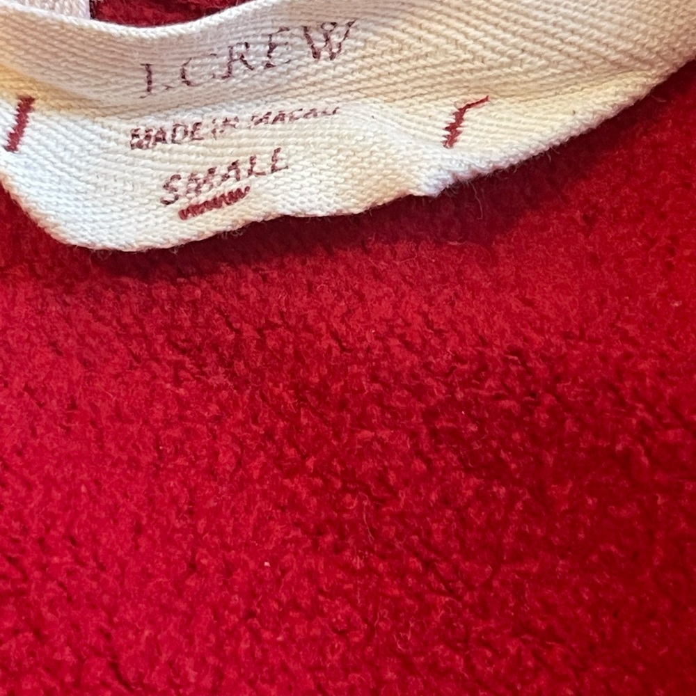 Jcrew Womenswear Red Open CollarSweatshirt front Joey pocket